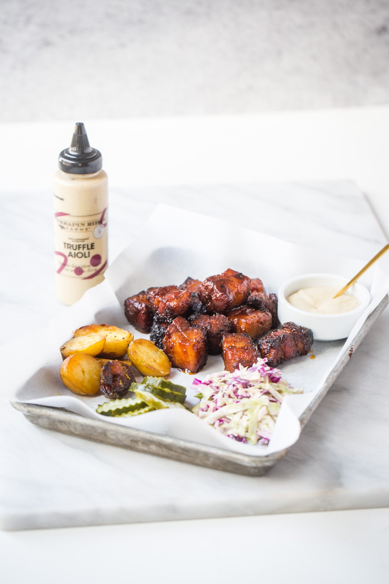 Pork Belly Bites with Truffle Aioli with Terrapin Ridge Farms Truffle Aioli Pork Belly Bites with Truffle Aioli with Terrapin Ridge Farms Truffle Aioli